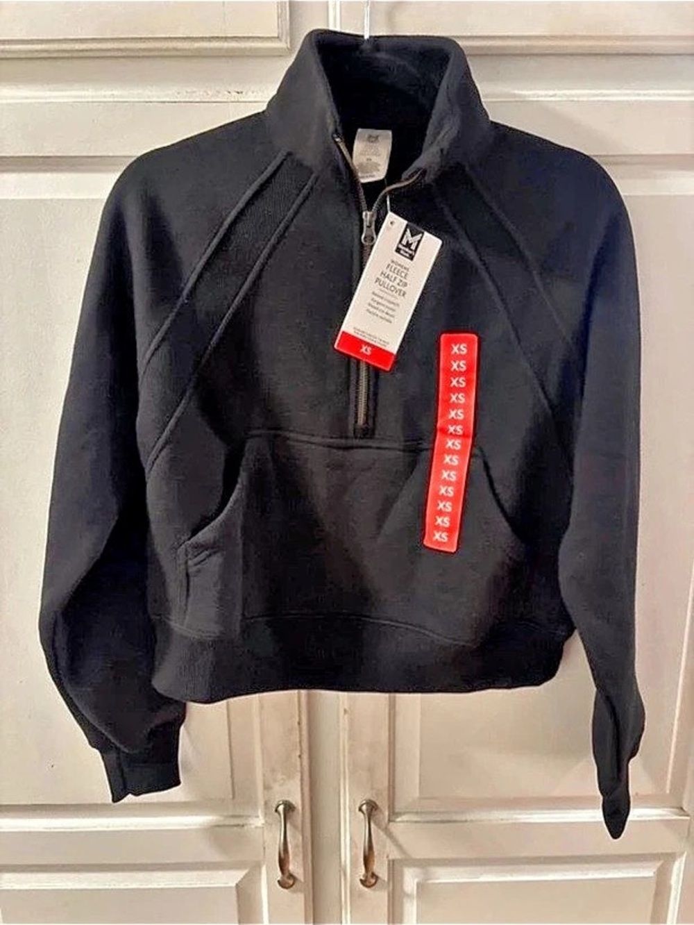 Member's Mark Women's Fleece Half Zip Pullover Black XS NWT